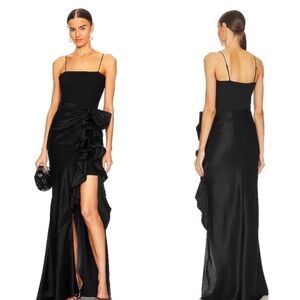 CINQ A SEPT Drina High Low Maxi Dress Black Sz 6